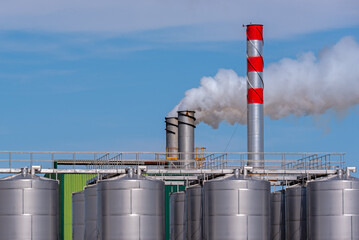 Air pollution from a factory in operation