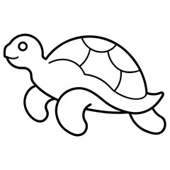 Turtle line art icon on white background.