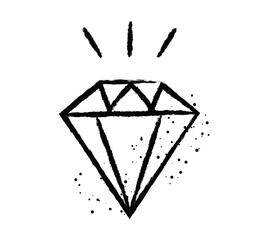 Spray graffiti diamond. Spray painted element. Texture brush. Vector illustration isolated on white background.
