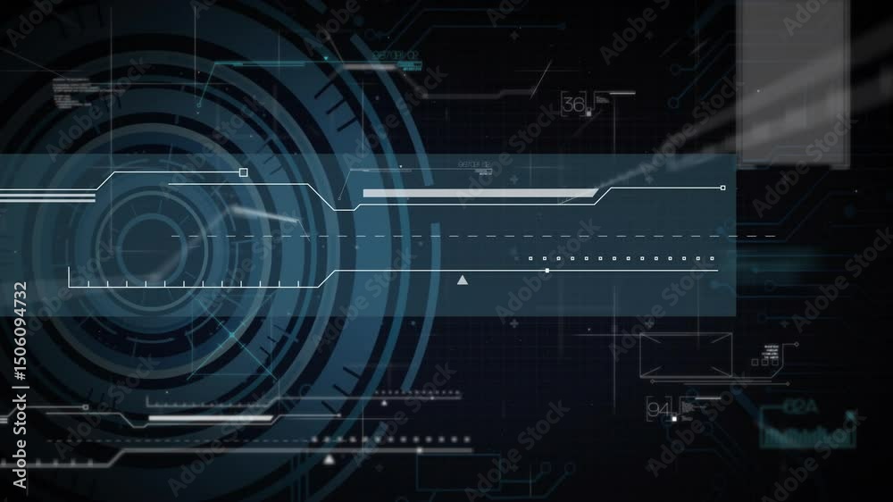 Poster beam initiating code fade-in, hud module extending panel and glitching nodes for data processing