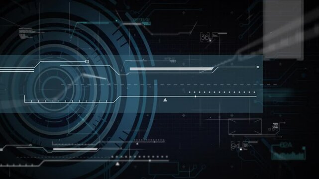Beam initiating code fade-in, HUD module extending panel and glitching nodes for data processing