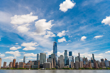 Obraz premium New York City urban architecture. New York City metropolis. New York City in USA. Streets of New York City. Lower Manhattan skyline. New York from New Jersey. Downtown Manhattan.