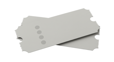 Isolated Two Blank Silver Tickets Overlapping with Perforated Edges