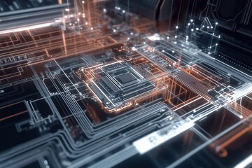 Abstract luminous microcircuits.