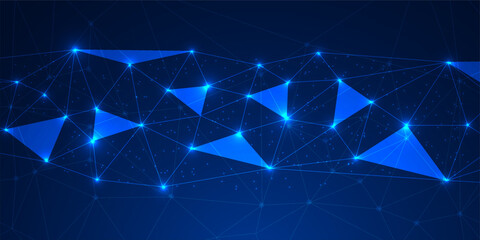 Futuristic Low Poly Technology Network Background Set – Blue Digital Mesh and Glowing Connections

