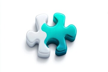 Obraz premium Interlocking Puzzle Pieces in Teal and White Symbolizing Unity Connection and Problem Solvin