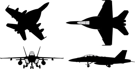 Military fighter jet vector silhouettes
