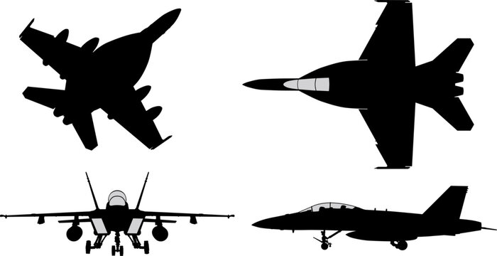 Military fighter jet vector silhouettes