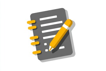 Notepad and Pencil Icon Simple Flat Design for Checklist ToDo List and NoteTaking Apps