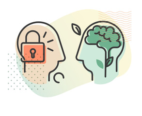 Human Psychology Fixed Vs Growth Mindset - Abstract Illustration