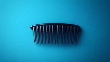Sleek minimalist hair comb with artistic hair details in a crisp flat lay vector illustration on a cool blue background showcasing modern simplicity