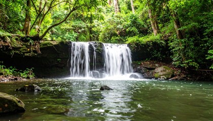 Obraz premium serene waterfall in lush forest