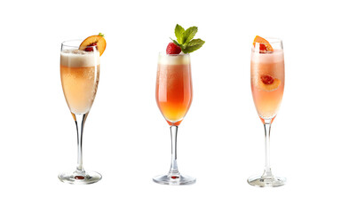 Italian Bellini Cocktail Served In Flute Isolated On Transparent Background