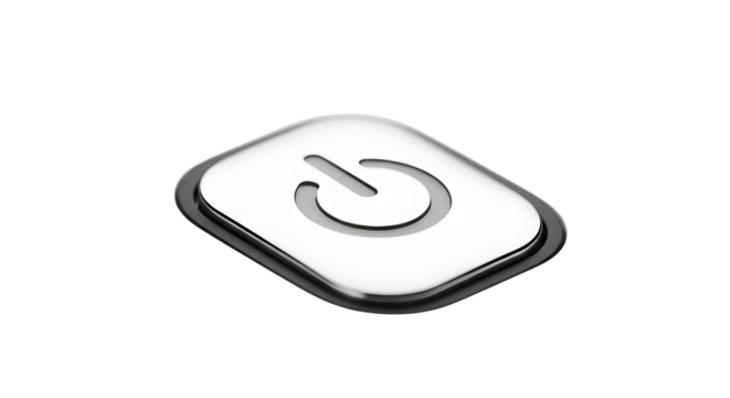 Power button on white surface