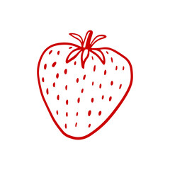 Hand-drawn strawberry design. Red berry sketch . Design doodle element