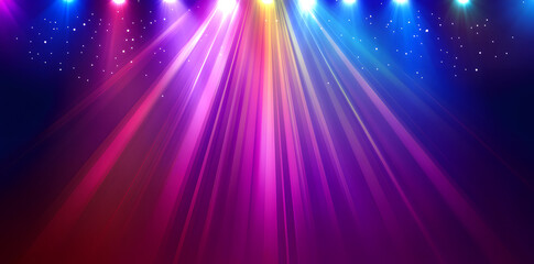 Vibrant Stage Lighting with Colorful Spotlights in Concert Setting