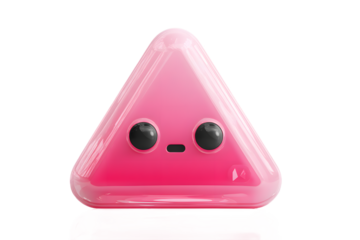 Pink Triangular Character with Dark Eyes and Simple Mouth