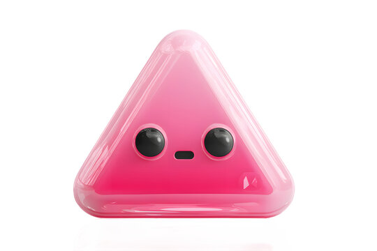 Pink Triangular Character with Dark Eyes and Simple Mouth - Powered by Adobe
