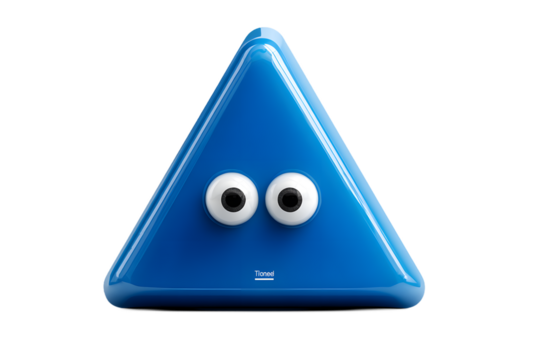 Playful Blue Triangular Character with Large Eyes