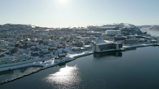 Kirkenes Norway in winter from above