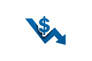 Economic Decline Dollar Sign with Downward Arrow Graph Symbolizing Financial Loss and Recessio