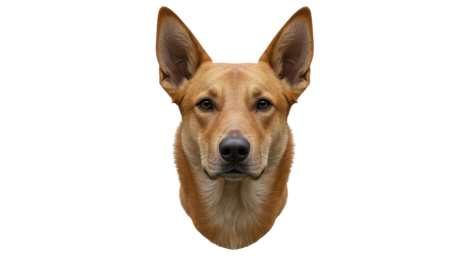 Isolated Head Portrait of a Brown Dog with Pointed Ears
