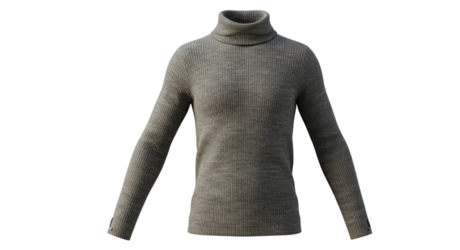 Isolated Turtleneck Sweater with Ribbed Knit Texture