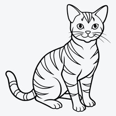 Fototapeta premium American Shorthair line art White background illustration Generative Ai