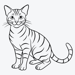 Fototapeta premium American Shorthair line art White background illustration Generative Ai