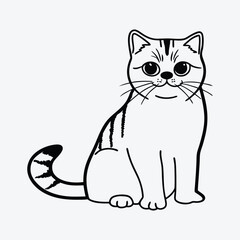 Obraz premium American Shorthair line art White background illustration Generative Ai