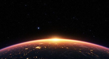 Obraz premium Earths radiant sunrise ignites distant stars