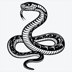 Obraz premium Anaconda line art White background illustration Generative Ai