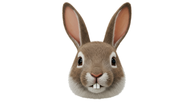 Isolated Portrait of Adorable Brown Bunny Rabbit