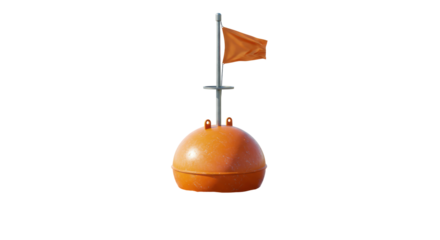 Isolated Orange Buoy with Flag for Navigation Safety