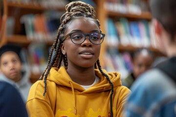 Collaborative study sessions in the library with enhanced access to technological resources