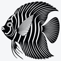Fototapeta premium Angelfish line art White background illustration Generative Ai