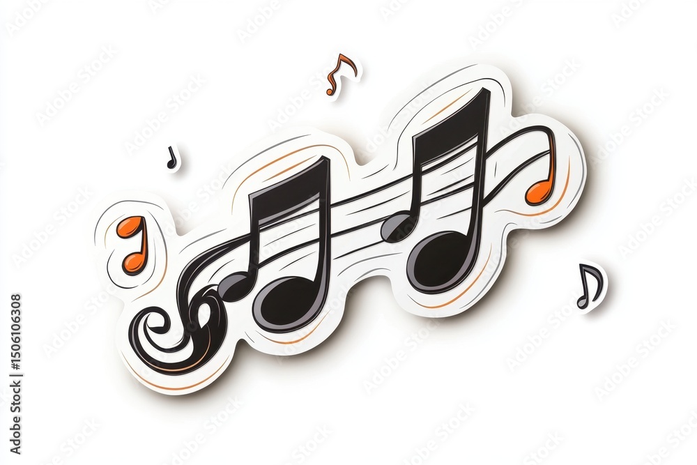 Poster colorful musical notes floating in the air symbolize creativity and artistic expression in a vibrant