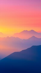 Fototapeta premium Majestic mountain landscape at sunrise and sunset with a misty sky and serene cloud views