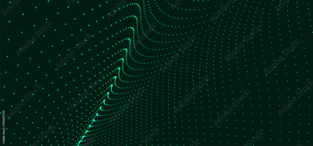 Poster futuristic dot wave. abstract digital particle wave. technology background. colored musical wave. da