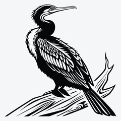 Fototapeta premium Anhinga line art White background illustration Generative Ai