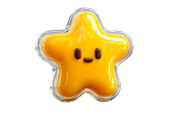 Encased Yellow Star Character with Simple Face