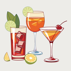 set of cocktails