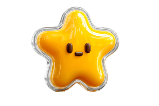 Encased Yellow Star Character with Simple Face