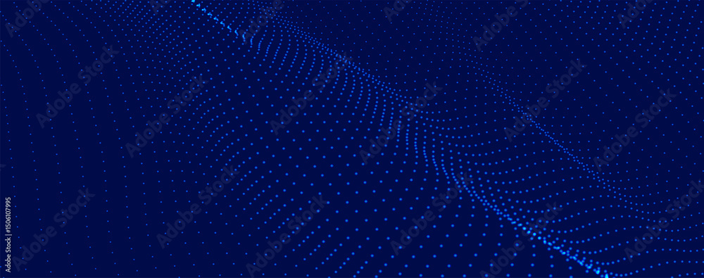 Poster futuristic dot wave. abstract digital particle wave. technology background. colored musical wave. da