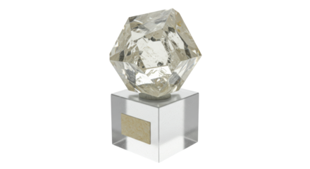 Isolated Transparent Trophy with Blank Label on Podium for Recognition