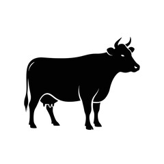Black Cow Silhouette: Farm Animal Icon