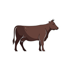 Brown Cow Illustration, Farm Animal Vector Graphic