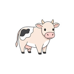 Cartoon Cow Illustration on White Background