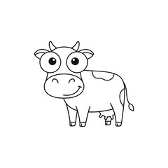 Cartoon Cow Illustration - Cute Farm Animal Outline