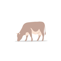 Grazing Cow Illustration - Farm Animal Pasture Icon